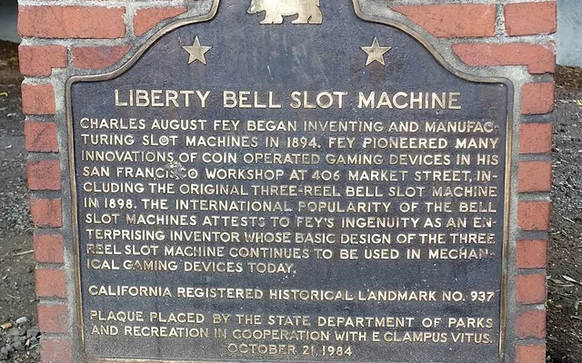 Targa della Liberty Bell, la prima slot a tre rulli, a San Francisco